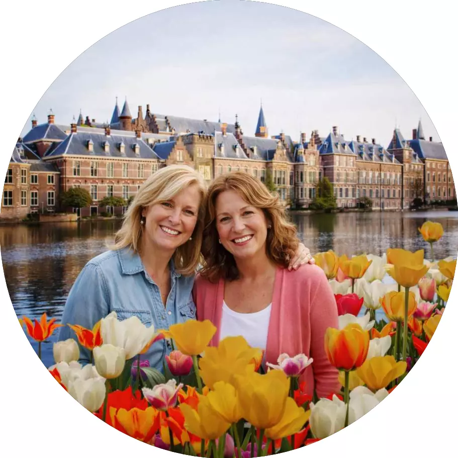 Tulip Time river cruise in Holland with colorful spring flowers